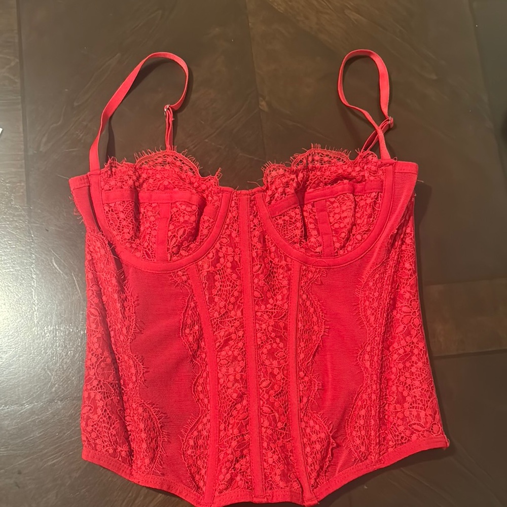Red Out From Under Modern Love Corset - Urban Outfitters